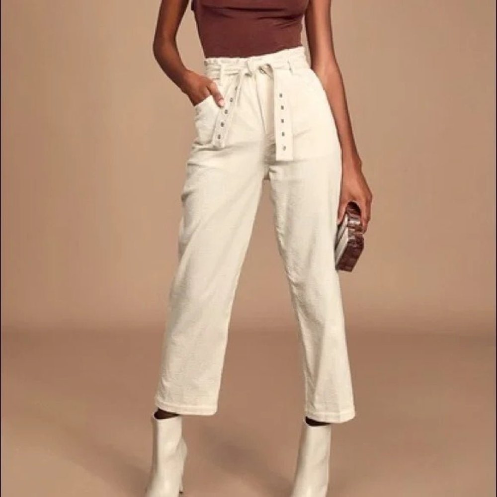 Moon river cream corduroy wide leg pants. Size medium